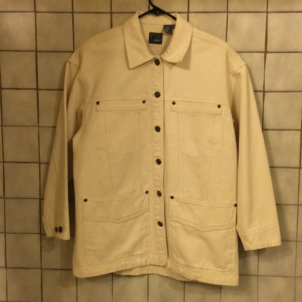 Liz Wear Off White Jacket 4-Front Pocket NEW Sz S